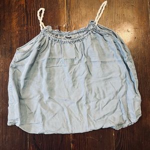 Light jean tank top in light blue with rope straps